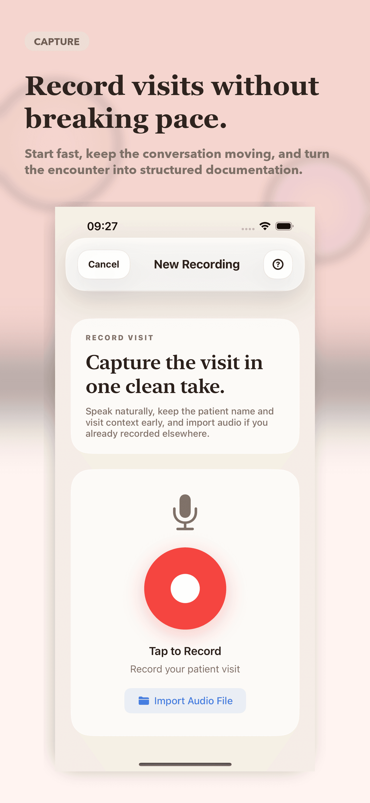 Record a patient visit on iPhone