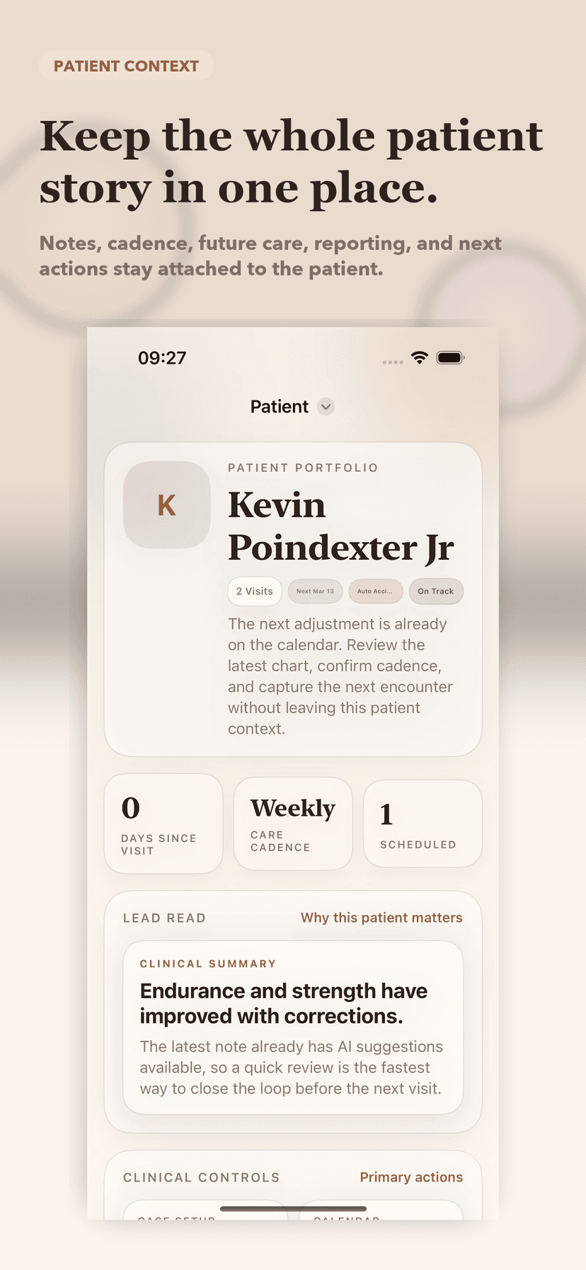 Patient detail with visit history