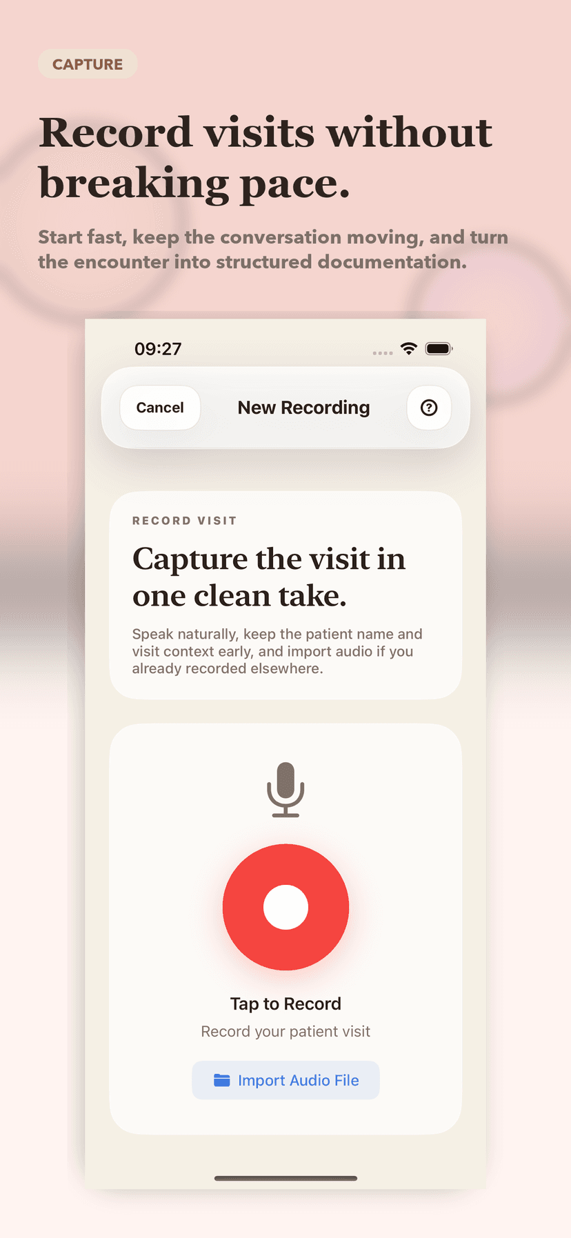 Visit recording with waveform